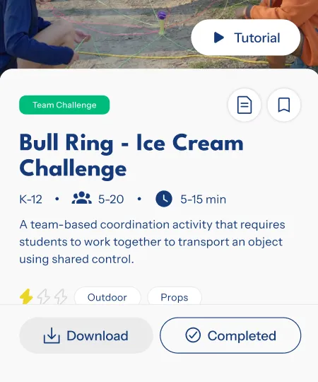 Previous activity detail controls with download and completed buttons