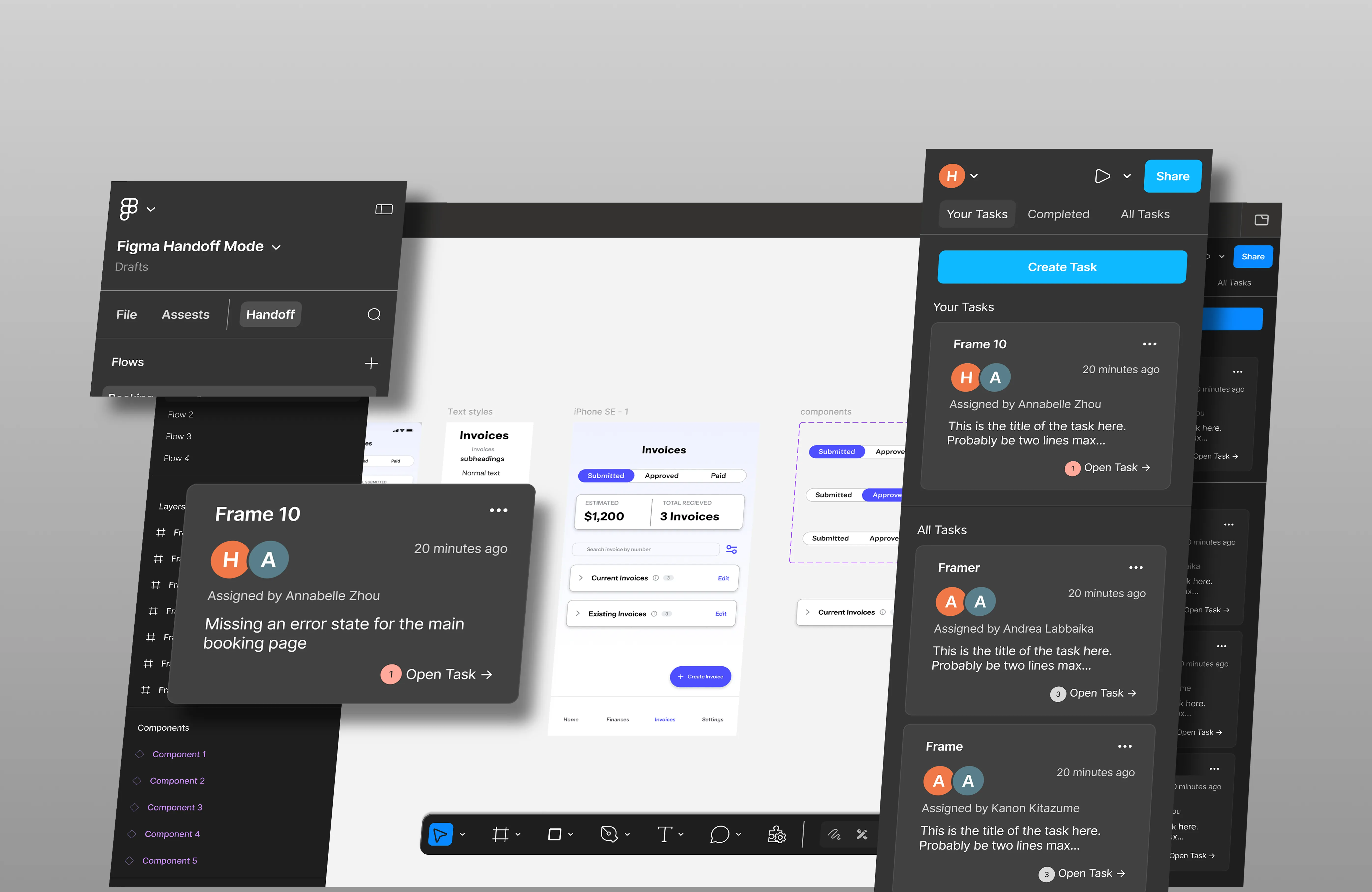 Figma Handoff Mode interface mockup