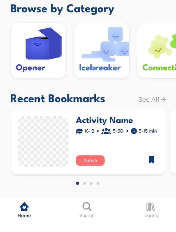 Updated mobile home screen with recent bookmarks