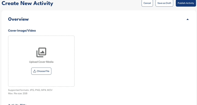 Updated dashboard media upload flow with one cover media upload field